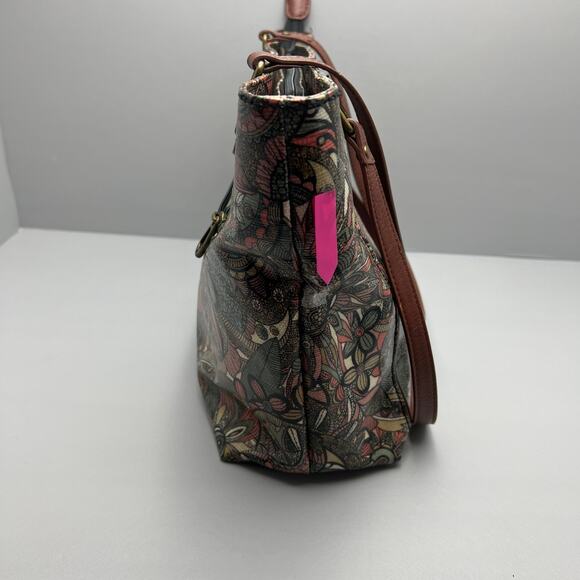 Sakroots Polyvinyl Floral Multi-Pocket Double Strap Handbag Purse - Picture 6 of 12